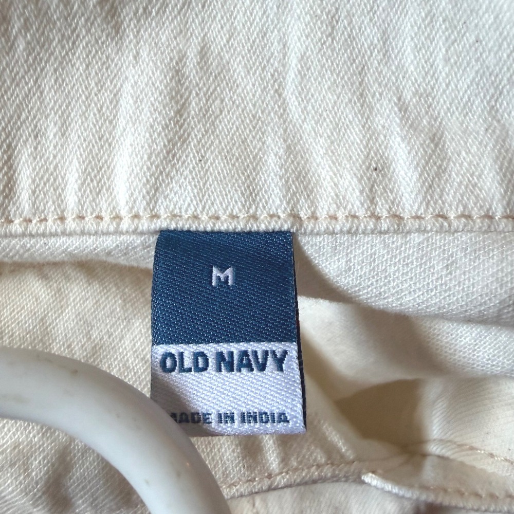 NWT Old Navy Tunic Dress Ivory Cotton Denim Twill Long Sleeve Split Neck Medium - Picture 6 of 7